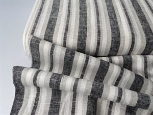 Fastvævet hør / viscose - rustikke striber med bred sort stribe